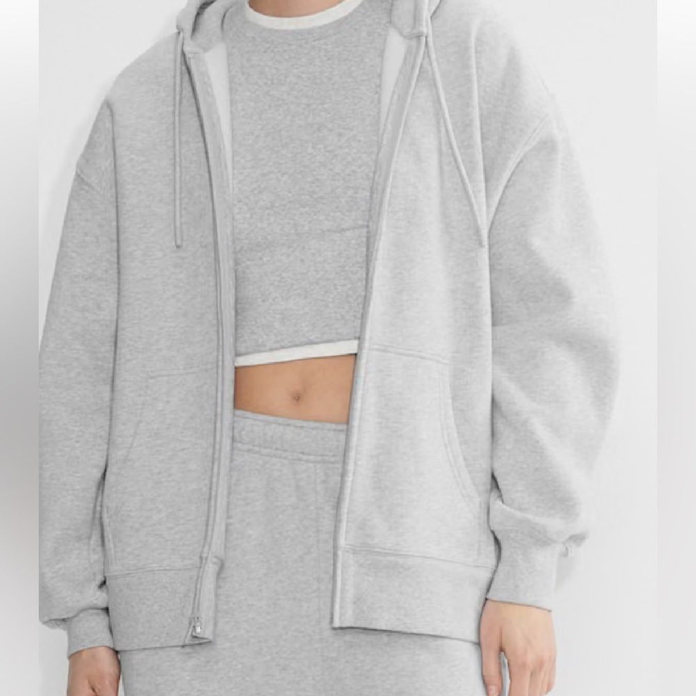 TNA Heather Dark Grey Sweatfleece Boyfriend Hoodie Size Large NWT